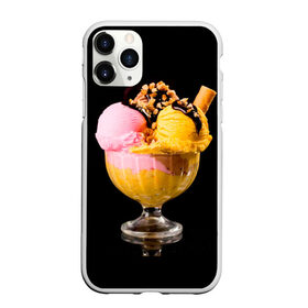 Чехол для iPhone 11 Pro Max матовый с принтом Мороженое в Новосибирске, Силикон |  | Тематика изображения на принте: мороженое | сладости | стакан | чёрный | шоколад