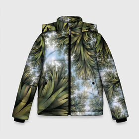 Зимняя куртка для мальчиков 3D с принтом Зеленые листья в Новосибирске, ткань верха — 100% полиэстер; подклад — 100% полиэстер, утеплитель — 100% полиэстер | длина ниже бедра, удлиненная спинка, воротник стойка и отстегивающийся капюшон. Есть боковые карманы с листочкой на кнопках, утяжки по низу изделия и внутренний карман на молнии. 

Предусмотрены светоотражающий принт на спинке, радужный светоотражающий элемент на пуллере молнии и на резинке для утяжки | абстракция | голубое | зеленые листья | листья | небо