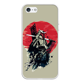 Чехол для iPhone 5/5S матовый с принтом Samurai man в Новосибирске, Силикон | Область печати: задняя сторона чехла, без боковых панелей | бамбук | катана | сакура | самурай | япония