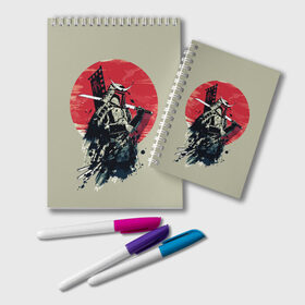 Блокнот с принтом Samurai man в Новосибирске, 100% бумага | 48 листов, плотность листов — 60 г/м2, плотность картонной обложки — 250 г/м2. Листы скреплены удобной пружинной спиралью. Цвет линий — светло-серый
 | Тематика изображения на принте: бамбук | катана | сакура | самурай | япония