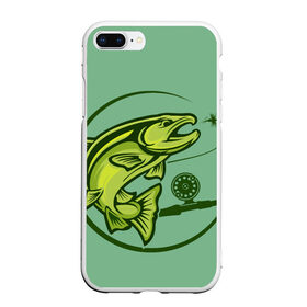 Чехол для iPhone 7Plus/8 Plus матовый с принтом Large fish в Новосибирске, Силикон | Область печати: задняя сторона чехла, без боковых панелей | океан | рыбалка | рыбы | спининг