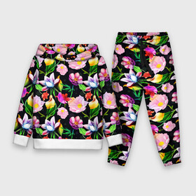 Детский костюм 3D (с толстовкой) с принтом Разноцветие в Новосибирске,  |  | fashion | flower pattern | бабочки | девушкам | зелень | лепестки | лето | листья | маки | марта | нежные | паттерн | пионы | подарок | природа | растения | ромашки | тропики | тропические | узоры | цветочки