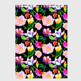 Скетчбук с принтом Разноцветие в Новосибирске, 100% бумага
 | 48 листов, плотность листов — 100 г/м2, плотность картонной обложки — 250 г/м2. Листы скреплены сверху удобной пружинной спиралью | Тематика изображения на принте: fashion | flower pattern | бабочки | девушкам | зелень | лепестки | лето | листья | маки | марта | нежные | паттерн | пионы | подарок | природа | растения | ромашки | тропики | тропические | узоры | цветочки