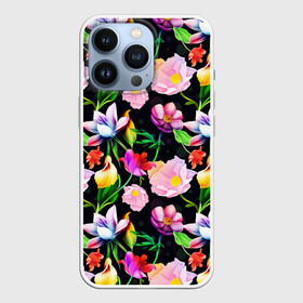 Чехол для iPhone 13 Pro с принтом Разноцветие в Новосибирске,  |  | fashion | flower pattern | бабочки | девушкам | зелень | лепестки | лето | листья | маки | марта | нежные | паттерн | пионы | подарок | природа | растения | ромашки | тропики | тропические | узоры | цветочки