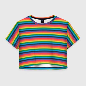 Женская футболка Crop-top 3D с принтом Радужный флаг в Новосибирске, 100% полиэстер | круглая горловина, длина футболки до линии талии, рукава с отворотами | pride | rainbow | tiktok | мем | оля тыква | подсяду | прайд | привет | привет я подсяду | радуга | радужный флаг | тик ток | тикток | феминизм | феминитивы | я подсяду