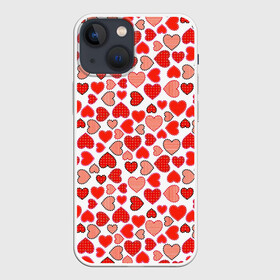 Чехол для iPhone 13 mini с принтом Сердечки паттерн в Новосибирске,  |  | cute | love is | valentines day | you | алые | валентина | влюбленные | девушке | день рождения | дружба | жена | лучшая | любимая | люблю | любовь | мама | марта | милые | нежные | подарок | свадьба | серде | сердца