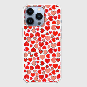 Чехол для iPhone 13 Pro с принтом Сердечки паттерн в Новосибирске,  |  | cute | love is | valentines day | you | алые | валентина | влюбленные | девушке | день рождения | дружба | жена | лучшая | любимая | люблю | любовь | мама | марта | милые | нежные | подарок | свадьба | серде | сердца