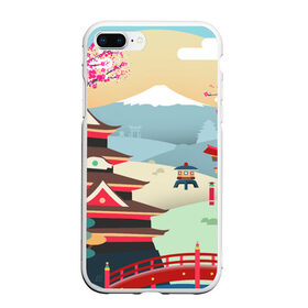 Чехол для iPhone 7Plus/8 Plus матовый с принтом Tokyo в Новосибирске, Силикон | Область печати: задняя сторона чехла, без боковых панелей | горы | остров | сакура | токио | япония