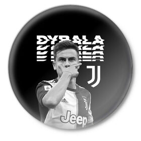 Значок с принтом Paulo Dybala в Новосибирске,  металл | круглая форма, металлическая застежка в виде булавки | Тематика изображения на принте: дибала | знаменитости | пауло дибала | футболист | ювентус