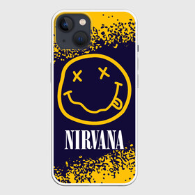 Чехол для iPhone 13 с принтом NIRVANA   НИРВАНА в Новосибирске,  |  | band | cobain | face | kurt | logo | music | nirvana | rock | rocknroll | группа | кобейн | курт | лого | логотип | музыка | музыкальная | нирвана | рожица | рок | рокнролл | символ