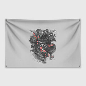 Флаг-баннер с принтом Samurai в Новосибирске, 100% полиэстер | размер 67 х 109 см, плотность ткани — 95 г/м2; по краям флага есть четыре люверса для крепления | острова | самурай | токио | япония