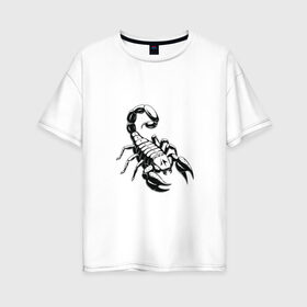 Женская футболка хлопок Oversize с принтом sсorpio,скорпион в Новосибирске, 100% хлопок | свободный крой, круглый ворот, спущенный рукав, длина до линии бедер
 | sсorpio | артхаус | скорпион | черное на белом