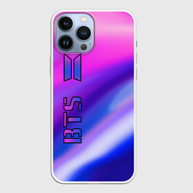 Чехол для iPhone 13 Pro Max с принтом BTS Gradient в Новосибирске,  |  | Тематика изображения на принте: boys | bts | music | pop | rm | бабочка | бойбенд | бтс | волны | гламур | градиент | группа | девочкам | девушкам | корея | красочный | крылья | лого | мальчики | молодежные | музыка | музыкальные | неоновый | парни