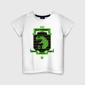 Детская футболка хлопок с принтом Slytherin в Новосибирске, 100% хлопок | круглый вырез горловины, полуприлегающий силуэт, длина до линии бедер | harry potter | slytherin | vdzabma | гарри поттер | слизерин