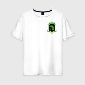 Женская футболка хлопок Oversize с принтом Slytherin Quidditch в Новосибирске, 100% хлопок | свободный крой, круглый ворот, спущенный рукав, длина до линии бедер
 | harry potter | quidditch | slytherin | vdzabma | гарри поттер | квиддич | слизерин