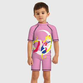Детский купальный костюм 3D с принтом Сейлор мун в Новосибирске, Полиэстер 85%, Спандекс 15% | застежка на молнии на спине | арт | вектор | девушка | нео королева серенити | рисунок | сейлор мун | усаги цукино