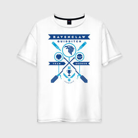 Женская футболка хлопок Oversize с принтом Ravenclaw Quidditch Team в Новосибирске, 100% хлопок | свободный крой, круглый ворот, спущенный рукав, длина до линии бедер
 | harry potter | quidditch | ravenclaw | vdzabma | гарри поттер | квиддич | когтевран | равенкло | рэйвенкло