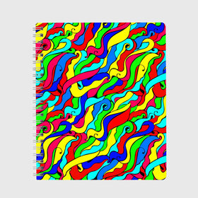 Тетрадь с принтом Красочные узоры/абстракционизм в Новосибирске, 100% бумага | 48 листов, плотность листов — 60 г/м2, плотность картонной обложки — 250 г/м2. Листы скреплены сбоку удобной пружинной спиралью. Уголки страниц и обложки скругленные. Цвет линий — светло-серый
 | abstract | art | neon | pattern | аниме | анимешные | арт | брызги | ван гог | волны | восточный | змеи | искусство | картина | кислотный | краска | краски | море | мысли | неоновые | радуга | радужные | разноцветные