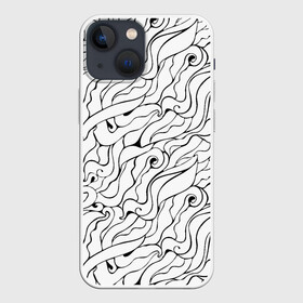 Чехол для iPhone 13 mini с принтом Черно белые узоры в Новосибирске,  |  | abstract | art | pattern | абстракционизм | абстракция | аниме | арт | брызги | волны | восточный | граффити | змеи | инь янь | искусство | кружево | линии | море | паттерн | текстура | тучи | узор | хавитки | черви