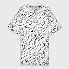 Платье-футболка 3D с принтом Черно белые узоры в Новосибирске,  |  | abstract | art | pattern | абстракционизм | абстракция | аниме | арт | брызги | волны | восточный | граффити | змеи | инь янь | искусство | кружево | линии | море | паттерн | текстура | тучи | узор | хавитки | черви