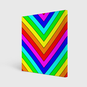 Холст квадратный с принтом Rainbow Stripes в Новосибирске, 100% ПВХ |  | geometry | gradient | neon | геометрические | градиент | детям | кислота | кислотный | конус | красочный | линии | неоновые | пирамида | полоска | полосы | радуга | радужный | разноцветные | сочный | треугольники