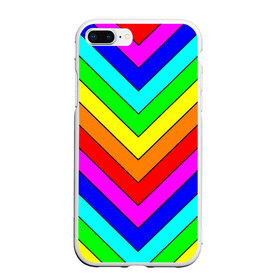 Чехол для iPhone 7Plus/8 Plus матовый с принтом Rainbow Stripes в Новосибирске, Силикон | Область печати: задняя сторона чехла, без боковых панелей | geometry | gradient | neon | геометрические | градиент | детям | кислота | кислотный | конус | красочный | линии | неоновые | пирамида | полоска | полосы | радуга | радужный | разноцветные | сочный | треугольники