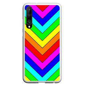 Чехол для Honor P30 с принтом Rainbow Stripes в Новосибирске, Силикон | Область печати: задняя сторона чехла, без боковых панелей | geometry | gradient | neon | геометрические | градиент | детям | кислота | кислотный | конус | красочный | линии | неоновые | пирамида | полоска | полосы | радуга | радужный | разноцветные | сочный | треугольники