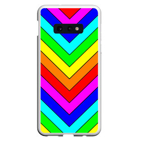 Чехол для Samsung S10E с принтом Rainbow Stripes в Новосибирске, Силикон | Область печати: задняя сторона чехла, без боковых панелей | geometry | gradient | neon | геометрические | градиент | детям | кислота | кислотный | конус | красочный | линии | неоновые | пирамида | полоска | полосы | радуга | радужный | разноцветные | сочный | треугольники