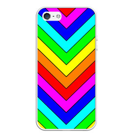 Чехол для iPhone 5/5S матовый с принтом Rainbow Stripes в Новосибирске, Силикон | Область печати: задняя сторона чехла, без боковых панелей | geometry | gradient | neon | геометрические | градиент | детям | кислота | кислотный | конус | красочный | линии | неоновые | пирамида | полоска | полосы | радуга | радужный | разноцветные | сочный | треугольники