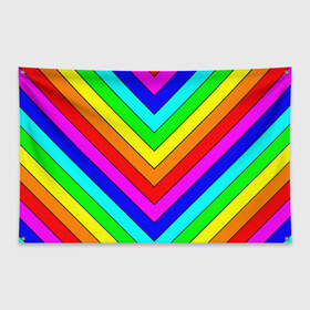 Флаг-баннер с принтом Rainbow Stripes в Новосибирске, 100% полиэстер | размер 67 х 109 см, плотность ткани — 95 г/м2; по краям флага есть четыре люверса для крепления | geometry | gradient | neon | геометрические | градиент | детям | кислота | кислотный | конус | красочный | линии | неоновые | пирамида | полоска | полосы | радуга | радужный | разноцветные | сочный | треугольники