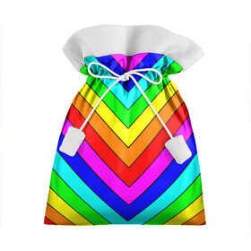 Подарочный 3D мешок с принтом Rainbow Stripes в Новосибирске, 100% полиэстер | Размер: 29*39 см | Тематика изображения на принте: geometry | gradient | neon | геометрические | градиент | детям | кислота | кислотный | конус | красочный | линии | неоновые | пирамида | полоска | полосы | радуга | радужный | разноцветные | сочный | треугольники
