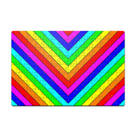 Пазл магнитный 126 элементов с принтом Rainbow Stripes в Новосибирске, полимерный материал с магнитным слоем | 126 деталей, размер изделия —  180*270 мм | Тематика изображения на принте: geometry | gradient | neon | геометрические | градиент | детям | кислота | кислотный | конус | красочный | линии | неоновые | пирамида | полоска | полосы | радуга | радужный | разноцветные | сочный | треугольники