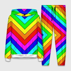 Женский костюм 3D (с толстовкой) с принтом Rainbow Stripes в Новосибирске,  |  | geometry | gradient | neon | геометрические | градиент | детям | кислота | кислотный | конус | красочный | линии | неоновые | пирамида | полоска | полосы | радуга | радужный | разноцветные | сочный | треугольники