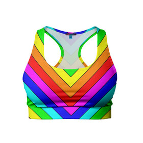 Женский спортивный топ 3D с принтом Rainbow Stripes в Новосибирске, 82% полиэстер, 18% спандекс Ткань безопасна для здоровья, позволяет коже дышать, не мнется и не растягивается |  | geometry | gradient | neon | геометрические | градиент | детям | кислота | кислотный | конус | красочный | линии | неоновые | пирамида | полоска | полосы | радуга | радужный | разноцветные | сочный | треугольники