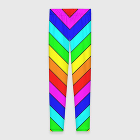 Леггинсы 3D с принтом Rainbow Stripes в Новосибирске, 80% полиэстер, 20% эластан | Эластичный пояс, зауженные к низу, низкая посадка | geometry | gradient | neon | геометрические | градиент | детям | кислота | кислотный | конус | красочный | линии | неоновые | пирамида | полоска | полосы | радуга | радужный | разноцветные | сочный | треугольники