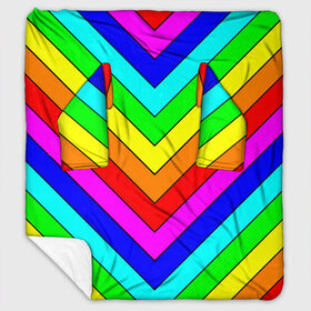 Плед с рукавами с принтом Rainbow Stripes в Новосибирске, 100% полиэстер | Закругленные углы, все края обработаны. Ткань не мнется и не растягивается. Размер 170*145 | geometry | gradient | neon | геометрические | градиент | детям | кислота | кислотный | конус | красочный | линии | неоновые | пирамида | полоска | полосы | радуга | радужный | разноцветные | сочный | треугольники
