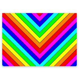 Поздравительная открытка с принтом Rainbow Stripes в Новосибирске, 100% бумага | плотность бумаги 280 г/м2, матовая, на обратной стороне линовка и место для марки
 | Тематика изображения на принте: geometry | gradient | neon | геометрические | градиент | детям | кислота | кислотный | конус | красочный | линии | неоновые | пирамида | полоска | полосы | радуга | радужный | разноцветные | сочный | треугольники