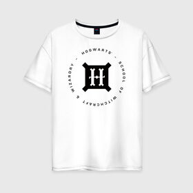 Женская футболка хлопок Oversize с принтом Хогвартс в Новосибирске, 100% хлопок | свободный крой, круглый ворот, спущенный рукав, длина до линии бедер
 | harry potter | hogwarts | vdzabma | гарри поттер | хогвартс