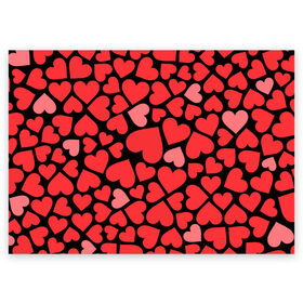 Поздравительная открытка с принтом Сердца в Новосибирске, 100% бумага | плотность бумаги 280 г/м2, матовая, на обратной стороне линовка и место для марки
 | i love you | love | любовь | сердечки | сердца | чувства | я тебя люблю