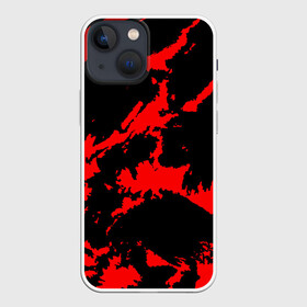 Чехол для iPhone 13 mini с принтом Красный на черном в Новосибирске,  |  | abstract | black | demon | halloween | pattern | red | абстрактные | алые | брызги | демон | камуфляж | краска | краски | кровавый | кровь | лава | мазки | маскировка | милитари | огонь | паттерн | пламя | пятна | пятнистый