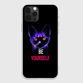 Чехол для iPhone 12 Pro Max с принтом Кот в Новосибирске, Силикон |  | Тематика изображения на принте: be yourself | cat | будь собой | кот | котик | кошечка | питомец | чёрный кот