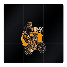 Магнитный плакат 3Х3 с принтом BMX в Новосибирске, Полимерный материал с магнитным слоем | 9 деталей размером 9*9 см | bicycle | bmx | skull | sport | x games | велик | велосипед | велоспорт | скелет | череп | экстремальный спорт