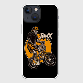 Чехол для iPhone 13 mini с принтом BMX в Новосибирске,  |  | bicycle | bmx | skull | sport | x games | велик | велосипед | велоспорт | скелет | череп | экстремальный спорт
