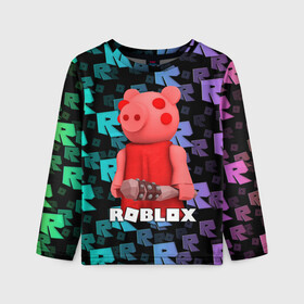 Детский лонгслив 3D с принтом ROBLOX PIGGY - СВИНКА ПИГГИ в Новосибирске, 100% полиэстер | длинные рукава, круглый вырез горловины, полуприлегающий силуэт
 | pig | piggy | roblox | игра | компьютерная игра | логотип | онлайн | онлайн игра | пигги | поросенок | роблакс | роблокс | свинка | свинья