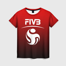 Женская футболка 3D с принтом FIVB ВОЛЕЙБОЛ в Новосибирске, 100% полиэфир ( синтетическое хлопкоподобное полотно) | прямой крой, круглый вырез горловины, длина до линии бедер | fivb | voleybal | volleyball | волебол | волейбол | волейбола | волейболист | волейболистка | воллейбол | международная | федерация | фивб