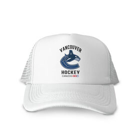 Кепка тракер с сеткой с принтом VANCOUVER CANUCKS NHL в Новосибирске, трикотажное полотно; задняя часть — сетка | длинный козырек, универсальный размер, пластиковая застежка | canada | canucks | hockey | nhl | sport | usa | vancouver | акула | ванкувер | канада | кэнакс | логотип | нхл | спорт | хоккей | челюсти