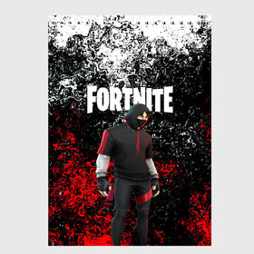 Скетчбук с принтом IKONIK FORTNITE в Новосибирске, 100% бумага
 | 48 листов, плотность листов — 100 г/м2, плотность картонной обложки — 250 г/м2. Листы скреплены сверху удобной пружинной спиралью | 2019 | battle royale | chapter 2 | epic games | fortnite | game | season x | zombie | зомби | фортнайт