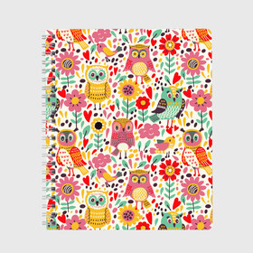 Тетрадь с принтом Красочные совы и цветы в Новосибирске, 100% бумага | 48 листов, плотность листов — 60 г/м2, плотность картонной обложки — 250 г/м2. Листы скреплены сбоку удобной пружинной спиралью. Уголки страниц и обложки скругленные. Цвет линий — светло-серый
 | autumn | cute | flowers | spring | summer | весна | воробей | лепестки | лето | маки | милота | милые | облака | облачка | осень | поле | природа | птичка | птички | ромашки | сердечки | синица | синичка | сова | совушки