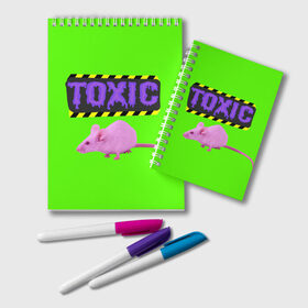 Блокнот с принтом Toxic в Новосибирске, 100% бумага | 48 листов, плотность листов — 60 г/м2, плотность картонной обложки — 250 г/м2. Листы скреплены удобной пружинной спиралью. Цвет линий — светло-серый
 | animals | rat | toxic | животные | крыса | токсик