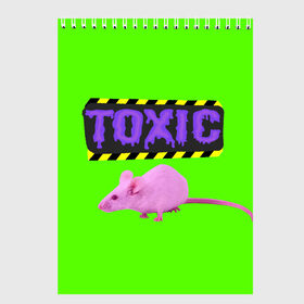 Скетчбук с принтом Toxic в Новосибирске, 100% бумага
 | 48 листов, плотность листов — 100 г/м2, плотность картонной обложки — 250 г/м2. Листы скреплены сверху удобной пружинной спиралью | Тематика изображения на принте: animals | rat | toxic | животные | крыса | токсик